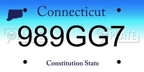 989GG7 Connecticut License Plate