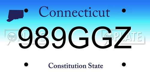 989GGZ Connecticut License Plate