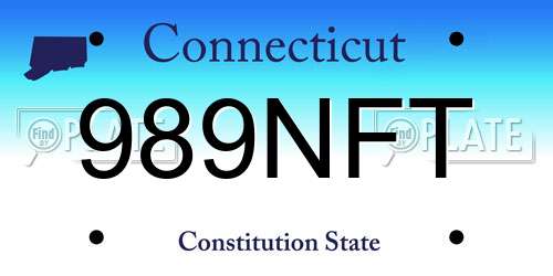 989NFT Connecticut License Plate