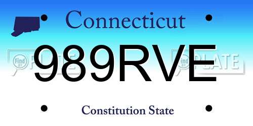 989RVE Connecticut License Plate