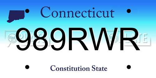 989RWR Connecticut License Plate