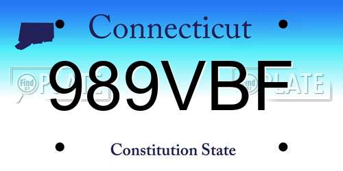 989VBF Connecticut License Plate