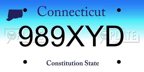 989XYD Connecticut License Plate