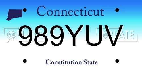 989YUV Connecticut License Plate