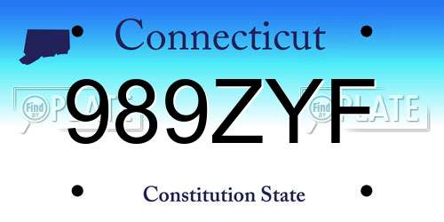 989ZYF Connecticut License Plate