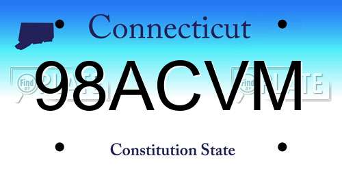 98ACVM Connecticut License Plate