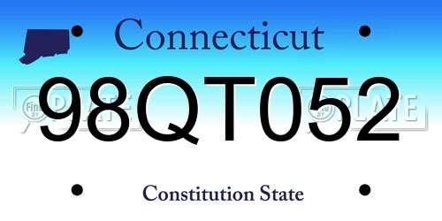 98QT052 Connecticut License Plate