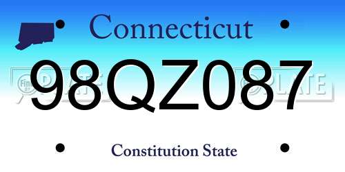 98QZ087 Connecticut License Plate