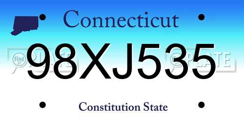 98XJ535 Connecticut License Plate