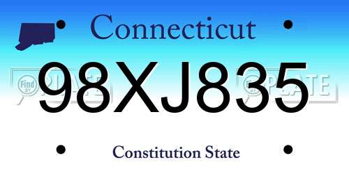 98XJ835 Connecticut License Plate