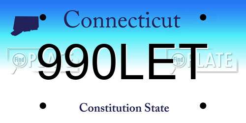 990LET Connecticut License Plate