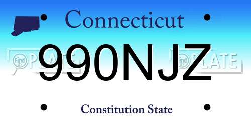 990NJZ Connecticut License Plate