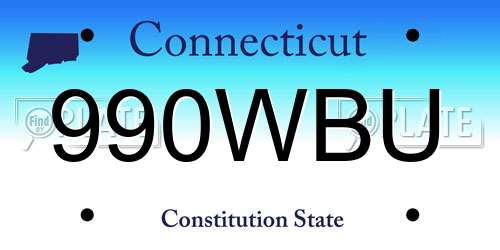 990WBU Connecticut License Plate