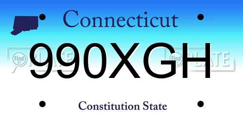 990XGH Connecticut License Plate