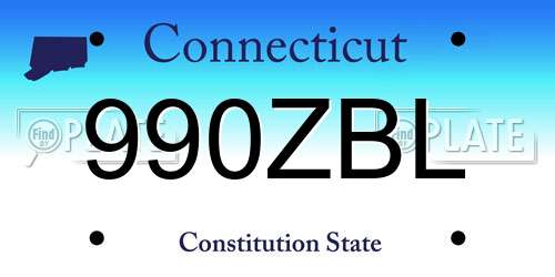 990ZBL Connecticut License Plate
