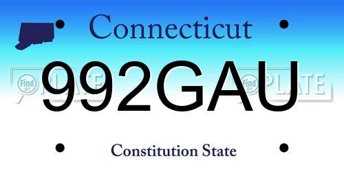 992GAU Connecticut License Plate