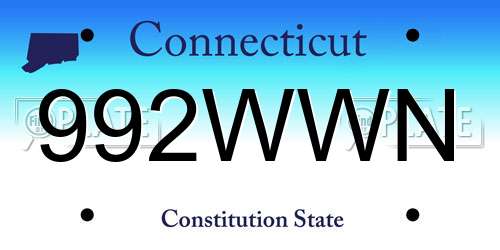 992WWN Connecticut License Plate