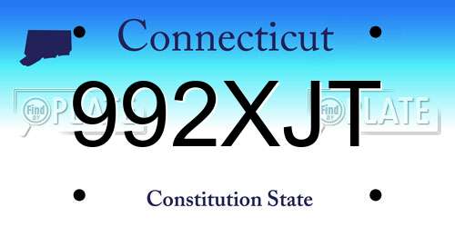 992XJT Connecticut License Plate