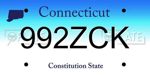 992ZCK Connecticut License Plate