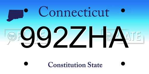 992ZHA Connecticut License Plate