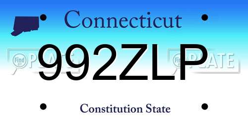 992ZLP Connecticut License Plate