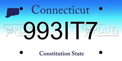 993IT7 Connecticut License Plate
