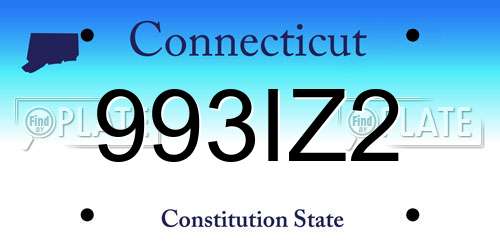 993IZ2 Connecticut License Plate