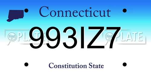 993IZ7 Connecticut License Plate