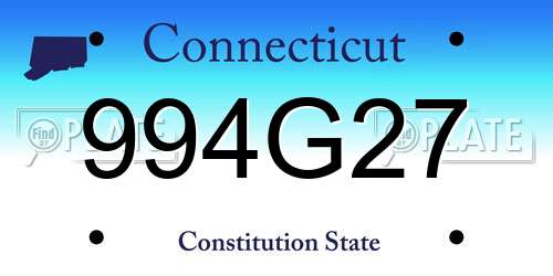 994G27 Connecticut License Plate