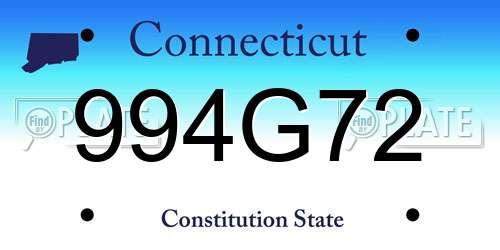994G72 Connecticut License Plate