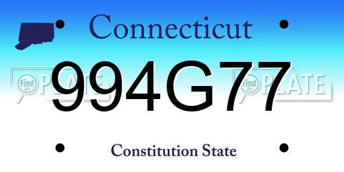 994G77 Connecticut License Plate