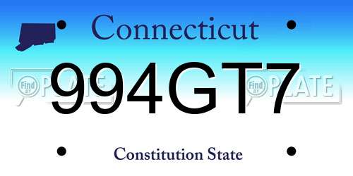 994GT7 Connecticut License Plate