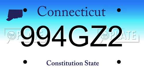 994GZ2 Connecticut License Plate