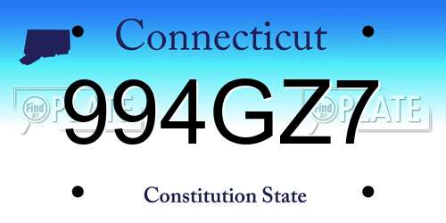 994GZ7 Connecticut License Plate