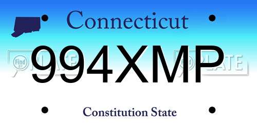 994XMP Connecticut License Plate