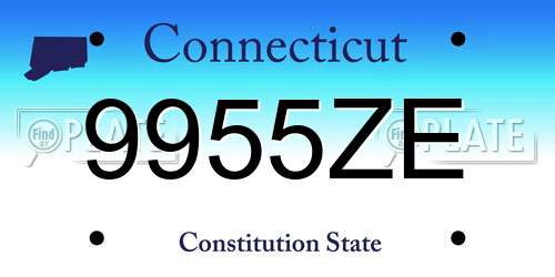 9955ZE Connecticut License Plate