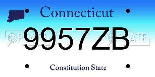 9957ZB Connecticut License Plate