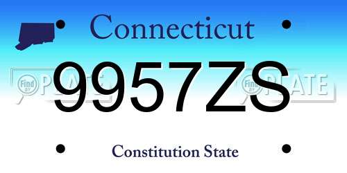 9957ZS Connecticut License Plate