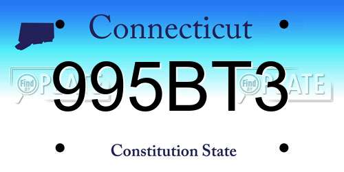 995BT3 Connecticut License Plate