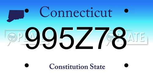 995Z78 Connecticut License Plate