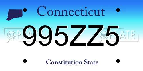 995ZZ5 Connecticut License Plate
