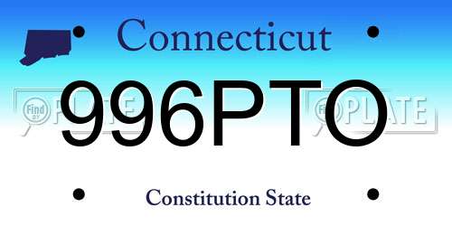 996PTO Connecticut License Plate