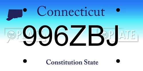 996ZBJ Connecticut License Plate