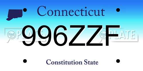 996ZZF Connecticut License Plate