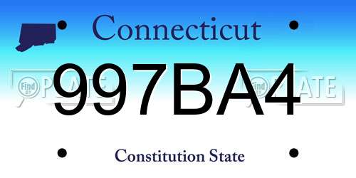997BA4 Connecticut License Plate