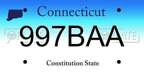 997BAA Connecticut License Plate