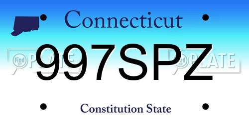 997SPZ Connecticut License Plate