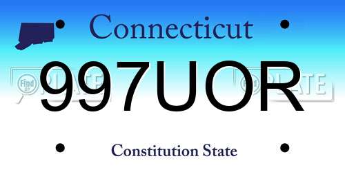 997UOR Connecticut License Plate
