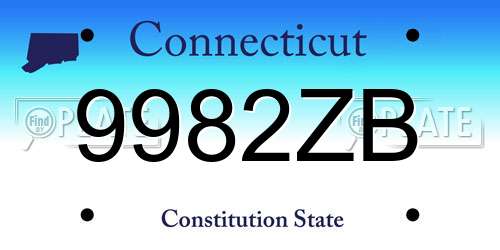 9982ZB Connecticut License Plate