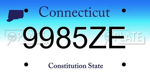 9985ZE Connecticut License Plate